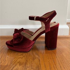 COPY - Loft velvet bow platform heels